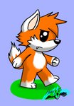 angry anthro blue_background fur green_floor male simple_background sky solo walking white_body white_fur young young_anthro harry_85 canid canine fox mammal digital_drawing_(artwork) digital_media_(artwork) hi_res shaded signature