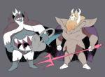 anthro armor beard cape clothing crown duo facial_hair headgear horn male mature_anthro mature_male melee_weapon polearm simple_background spade_tail tail tongue trident weapon sakakikaga deltarune undertale undertale_(series) asgore_dreemurr king_spade boss_monster_(undertale) bovid caprine darkner humanoid mammal