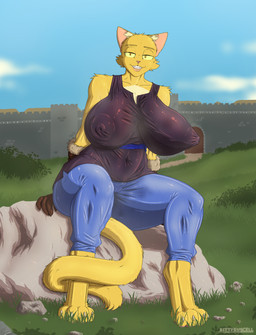 anthro areola belly big_areola big_breasts big_butt big_nipples bodily_fluids bottomwear breasts butt clothed clothing female front_view genitals huge_breasts kvatch looking_at_viewer musk musky_butt navel nipples nipples_through_clothes pants puffy_nipples simple_background solo steam steamy_vulva sweat sweaty_body sweaty_breasts sweaty_butt sweaty_clothing sweaty_genitalia sweaty_legs sweaty_thighs thick_thighs tight_bottomwear tight_clothing tight_pants wet wet_clothing wide_hips wide_waist kittykuscell bethesda_game_studios cyrodiil microsoft oblivion prequel_adventure the_elder_scrolls katia_managan felid khajiit mammal hi_res