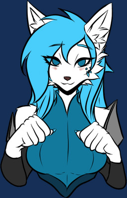 anthro armor begging blue_clothing blue_dress blue_eyes clothing dress female front_view grin hands_up happy magic_user markings pose robe royalty smile solo tattoo snowiefeather thermia_(character) canid canine canis fox hybrid mammal wolf alpha_channel