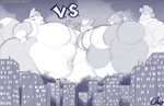 anthro belly big_belly big_breasts breasts city cityscape destruction featureless_breasts female group huge_belly huge_breasts macro macro_anthro macro_female nude overweight overweight_female smile nekocrispy nintendo pokemon ed_(nidogatr) floatzel generation_1_pokemon generation_3_pokemon generation_4_pokemon generation_5_pokemon nidoqueen pokemon_(species) scrafty zangoose digital_media_(artwork) monochrome