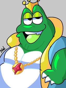 anthro cloak cloak_only clothed clothing crown crown_only headgear headgear_only jewelry male mostly_nude necklace necklace_only nude overweight overweight_anthro overweight_male partially_clothed solo neldaartdork mario_bros nintendo wart_(mario) amphibian frog 3:4 half-length_portrait portrait