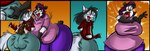 anthro belly big_breasts big_butt black_hair bottomwear breasts bulge butt butt_grab clothed clothing detailed_bulge duo female hair hand_on_butt huge_breasts male open_mouth overweight overweight_anthro overweight_female pants purple_hair shirt thick_thighs topwear uvula dutch_(artist) misty_the_mouse apple_(dutch) mazed bear canid canine fox giant_panda mammal 2017 digital_media_(artwork)