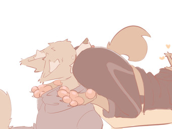 ambiguous/ambiguous ambiguous_gender anthro black_bottomwear black_clothing black_pants blep bottomwear butt clothed clothed_ambiguous clothed_anthro clothing duo eyes_closed face_in_ass faceless_ambiguous faceless_character feet_on_shoulders fur grey_clothing grey_hoodie grey_topwear hoodie pants partially_offscreen_character pawpads simple_background tail tan_body tan_fur tongue tongue_out topwear white_background taintedcan canid canine mammal 2026 absurd_res digital_drawing_(artwork) digital_media_(artwork) hi_res