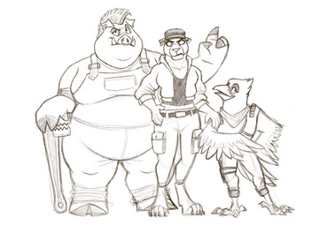anthro ascot barefoot beak belt belt_buckle buckle claws clothed clothing ear_piercing ear_ring facial_piercing fangs feathers feet female fur group hair hat headgear headwear hooves jacket nose_piercing nose_ring obese obese_anthro obese_female overalls overweight overweight_anthro overweight_female paws piercing ring_piercing standing teeth tools topwear trio wings wrench dragontzin dreamworks the_bad_guys doom_(the_bad_guys) kitty_kat_(the_bad_guys) pigtail_(the_bad_guys) avian bird corvid corvus_(genus) felid mammal oscine pantherine passerine raven snow_leopard suid suine warthog 2025 hi_res