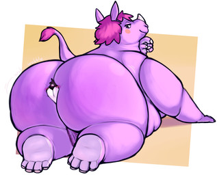 1_horn all_fours almost_fully_inside ambiguous_gender anal anal_head_gulp anal_vore anthro belly big_butt blush breasts butt dominant dominant_female double_chin duo eyelashes eyes_closed face_squish facial_horn fat_arms feet female female/ambiguous finger_on_chin genitals hair hooves horn huge_butt larger_dom larger_female larger_pred lidded_eyes living_insertion looking_back nose_horn nude obese obese_female onomatopoeia overweight overweight_female pink_hair pink_pubes pubes purple_body rear_view short_hair simple_background size_difference smile smirk smug soles sound_effects squish submissive submissive_ambiguous tail text unguligrade vore vulva weight_difference willing_prey wobble yummyyummie animal_crossing nintendo renee_(animal_crossing) canid canine canis domestic_dog mammal rhinoceros 2026 absurd_res digital_media_(artwork) hi_res