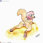 3_toes animal_genitalia animal_pussy anus black_nose blue_eyes brown_body brown_fur butt canine_genitalia canine_pussy feet female feral fur genitals looking_at_viewer looking_back lying lying_on_ground on_back on_ground patreon_logo patreon_username pawpads paws pink_pawpads pink_pussy presenting presenting_hindquarters presenting_pussy pussy raised_tail smile smiling_at_viewer solo spread_legs spreading tail text toes yordraw disney oliver_and_company patreon rita_(disney) canid canine canis domestic_dog mammal hi_res traditional_media_(artwork) url