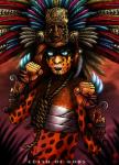 chest_wraps claws feathers female glowing glowing_claws glowing_eyes green_eyes mask mexican mexico noose not_furry screaming solo tattoo text tribal wraps the-last-phantom ixtab deity human mammal absurd_res english_text hi_res