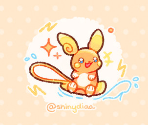 ambiguous_gender anthro blue_eyes dotted_background electricity featureless_crotch open_mouth orange_body pattern_background paws simple_background sitting solo sparkles tail water shinydiaa nintendo pokemon alolan_form alolan_raichu generation_7_pokemon pokemon_(species) regional_form_(pokemon) 2026 signature
