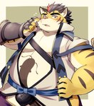 anthro belly big_belly blush bulge clothing humanoid_hands kemono male moobs overweight overweight_male simple_background solo underwear kinoshita-jiroh tamacolle hitachi_(tamacolle) felid mammal pantherine tiger 2024 hi_res