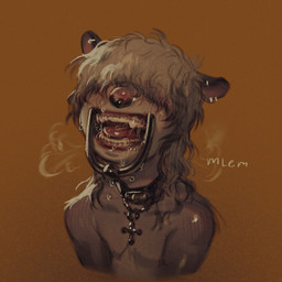 ambiguous_gender anthro bodily_fluids braces breath collar collar_only cross drooling ear_piercing facial_piercing gag hair hair_over_eyes mouth_fetish mullet nose_piercing nose_ring nude open_mouth open_mouth_gag oral_fixation piercing ring_piercing saliva septum_piercing solo mourph bren_(mourph) american_opossum mammal marsupial 1:1 hi_res