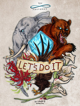 ambiguous_gender angry banner beak black_claws black_nose black_text blood blue_eyes bodily_fluids brown_body brown_feathers brown_fur claws cube_(object) fangs feathered_wings feathers feet feral flower fur grey_body grey_skin group infinity_symbol no_pupils open_mouth orange_beak paws pink_tongue plant plantigrade red_text snarling snout symbol tail tail_feathers talons teeth text toes tongue trio tusks white_body white_feathers wings kiriska animorphs rachel_(animorphs) accipitrid accipitriform avian bald_eagle bear bird brown_bear eagle elephant elephantid grizzly_bear mammal proboscidean sea_eagle ursine 2015 3:4 english_text marker_(artwork) pen_(artwork) shaded traditional_media_(artwork)