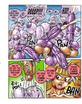 abdominal_bulge absurd_res anal anal_penetration animal_genitalia animal_penis anthro areola balls balls_touching bengus_(goudadunn) big_breasts big_penis blonde_hair bodily_fluids breasts comic cum cum_while_penetrated cumshot dialogue duo ejaculation ellipsis elysabith_(elysabith_maxima) english_text equid equine equine_genitalia equine_penis erection exclamation_point genital_fluids genitals goudadunn gynomorph hair hi_res horn huge_breasts huge_penis human humanoid_genitalia humanoid_penis hyper hyper_genitalia hyper_penis intersex intersex/intersex interspecies mammal mythological_creature mythological_equine mythology nipples nude onomatopoeia open_mouth penetration penis premature_ejaculation purple_body purple_eyes purple_nipples red_eyes sex sound_effects speech_bubble spiral_eyes sweat tan_body tan_skin text unicorn vein veiny_penis white_hair