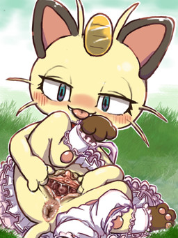 alternative_fashion anthro anus blep bloomers bottomwear cervix cervix_view clitoris clothing coin dark_anus detailed_background female frilly frilly_bloomers frilly_bottomwear frilly_clothing genitals grotesque_genitals j-fashion koban_(coin) lolita_(fashion) pokemorph solo sweet_lolita tongue tongue_out urethra vaginal_canal vulva white_bloomers diru nintendo pokemon generation_1_pokemon meowth pokemon_(species) 3:4 hi_res