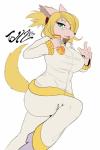 anthro big_breasts biped blonde_hair breasts brown_body brown_fur brown_hair clothed clothing eyewear female footwear fur glasses green_eyes hair kemono long_hair open_mouth ponytail raised_leg raised_tail shoes simple_background solo tail tongue white_background tailzkim cyberconnect2 little_tail_bronx solatorobo merveille_million canid canine caninu canis collie domestic_dog herding_dog mammal pastoral_dog sheepdog 2016 absurd_res hi_res