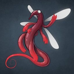 2_toes 3_fingers 4_arms 4_wings ambiguous_gender anthro biped casual_nudity featureless_chest featureless_crotch feet fingers glistening glistening_body glistening_skin gradient_body grey_eyes hairless long_tail multi_arm multi_limb multi_wing nude nude_anthro proboscis_(anatomy) pupils red_body serpentine simple_background smile solo tail tapering_tail textured_background toes white_pupils wings wonky rain_world videocult noodlefly_(rain_world) 1:1 2025 digital_drawing_(artwork) digital_media_(artwork) hi_res shaded