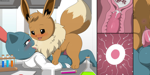 3_toes anus balls blue_balls blue_body blue_fur blush bodily_fluids brown_body brown_butt brown_fur brown_tail brown_vulva butt cervical_contact claw_fingers claws close-up clothed clothing coat cowgirl_position cum cum_in_uterus cum_in_vagina cum_inside cum_on_penis cute_fangs detailed_background duo erection eye_contact fangs feet female female_on_top female_penetrated feral feral_on_feral fluffy fluffy_tail from_front_position fur genital_fluids genitals impregnation internal internal_vaginal lab_coat laboratory laboratory_equipment looking_at_another looking_pleasured male male/female male_on_bottom male_penetrating male_penetrating_female nude on_bottom on_top open_mouth orgasm ovum penetration penile penile_penetration penis penis_in_vagina red_eyes scientific_instrument sex smile sperm_cell sweat tail teeth toes tongue tongue_out topwear tuft uterus vaginal vaginal_canal vaginal_penetration vulva yellow_eyes winick-lim nintendo pokemon angel_the_eevee scraner canid canine eevee generation_1_pokemon generation_2_pokemon mammal mustelid musteline pokemon_(species) sneasel true_musteline weasel 2021 absurd_res comic digital_media_(artwork) hi_res