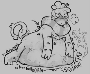 annoyed food fruit male plant rumbling_stomach smothering strawberry vore pmpwbrrs blushcrunch_studio dandy's_world sprout_(dandy's_world) humanoid
