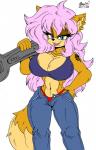 anthro bottomwear clothing denim denim_bottomwear denim_clothing ear_piercing ear_ring female hair jeans markings mole_(marking) panties pants piercing ring_piercing small_waist solo tattoo tools underwear wrench zhengfox nidia_rose canid canine fox mammal hi_res