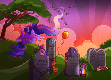 ambiguous_gender antennae_(anatomy) balloon blue_body blue_mane cloud crown cutie_mark evening feathered_wings feathers female feral fur gem group headgear hill hooves horn inflatable insect_wings lamp lantern leaf lepidopteran_wings light long_mane long_tail mane medal multicolored_mane multicolored_tail orange_shawl outside pink_mane pink_tail pink_wings plant princess purple_body purple_fur purple_mane purple_sky purple_wings red_hooves red_sky rock royalty rubber_chicken size_difference sky smaller_ambiguous smaller_feral solo_focus star starry_sky sun sunset tail text tiara tombstone tree trio vines wings cocopudu friendship_is_magic hasbro my_little_pony mythology boneless_(mlp) queen_twilight_(mlp) twilight_sparkle_(mlp) ambient_arthropod ambient_butterfly ambient_insect arthropod butterfly equid equine insect lepidopteran mammal mythological_creature mythological_equine winged_unicorn 2025 adobe_photoshop_(artwork) colored digital_drawing_(artwork) digital_media_(artwork) english_description english_text hi_res lighting shaded