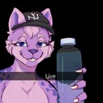 anthro bottle cheek_tuft clothing colored_nails container eyebrows eyelashes facial_tuft female hair hat headgear headwear nails solo teeth tuft water paul_0w0 kill_(meme) hyenya_(kalama) hyena mammal spotted_hyena 1:1 alpha_channel hi_res meme