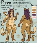 anthro female hair lgbt_pride pride_colors purple_hair slightly_chubby smile smiling_at_viewer solo standing text transgender_pride_colors sydney_onmars domestic_cat felid feline felis mackerel_tabby mammal tabby_cat absurd_res english_text hi_res model_sheet trans_(lore) trans_woman_(lore)