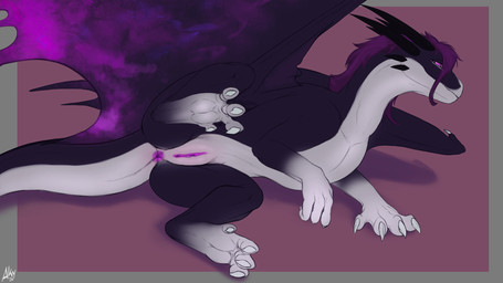 anus claws embarrassed female female_feral feral genitals horn lying mane on_side presenting presenting_vulva solo spread_legs spreading tail vulva wings aky conditional_dnp european_mythology mythology zae_(arkylite) dragon mythological_creature mythological_scalie reptile scalie western_dragon 16:9 hi_res widescreen