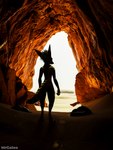 anthro cave desert detailed_background dunes feathers fur male outside rock sand sky solo tail mrgaleo mammal rexouium 3:4 3d_(artwork) blender_(artwork) digital_media_(artwork) hi_res widescreen