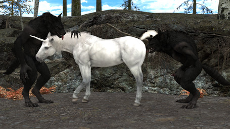 animal_genitalia anthro anthro_on_feral anthro_penetrating anthro_penetrating_feral bestiality bodily_fluids cunnilingus equine_genitalia fellatio female female_feral feral feral_penetrated genitals group hand_on_tail horn interspecies larger_female larger_feral larger_penetrated male male/female male_anthro masturbation oral outside outside_sex penetration penile saliva saliva_string sex size_difference smaller_anthro smaller_male tail tongue tongue_out trio vaginal renderswithwolves mythology skyrim_werewolf canid canine equid equine horse mammal mythological_canine mythological_creature mythological_equine unicorn werecanid werecanine werecreature werewolf 16:9 3d_(artwork) digital_media_(artwork) hi_res source_filmmaker_(artwork) widescreen