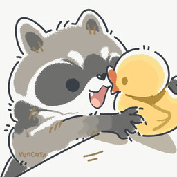 biped black_eyes black_nose chibi dot_eyes feral grey_body rubber_duck simple_eyes solo white_body yencatx mammal procyonid raccoon 1:1 2022