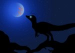 ambiguous_gender blue_eyes branch claws darkness feathers feral glowing glowing_eyes in_the_dark lava moon night rock silhouette solo star stargazing volcano dinolunatic dinosaur feathered_dinosaur feathered_scalie prehistoric_species reptile scalie theropod ubirajara signature