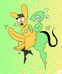 abdominal_bulge anal anal_penetration anthro big_butt big_penis blush blush_lines bodily_fluids boots bubble_butt butt butt_squish clothing crossbar_emanata curvy_figure duo ear_piercing ear_ring emanata eyelashes fangs femboy femboy/femboy flash_emanata footwear fur genitals glans green_body green_fur grin halftone_background hat headgear headwear humanoid_genitalia humanoid_penis hung_bottom hung_femboy hyper hyper_abdominal_bulge josou_seme knee_boots knee_highs legwear logo male male/male male_penetrated male_penetrating male_penetrating_male nude pattern_background penetration penile penile_penetration penis penis_in_ass piercing ring_piercing sex shoes simple_background small_waist smile squish sweat sweatdrop teeth text thick_thighs wasp_waist whiskers yellow_body yellow_fur thatdawgmurray 12_oz._mouse adult_swim cartoon_network usavich fitzboi kanschkov mouse_fitzgerald lagomorph leporid mammal mouse murid murine rabbit rodent aliasing artist_logo artist_name digital_media_(artwork) halftone hi_res signature