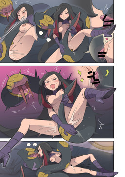 2_clitorises 5_fingers after_sex afterglow animal_clitoris animal_genitalia areola bed bestiality black_body black_eyebrows black_eyes black_hair black_scales blade blush blush_lines bodily_fluids boots breasts censor_bar censored_cloaca censored_genitalia censored_vulva clitoral_hood clitoral_sucking clitoris cloaca cloaca_juice cloacal close-up clothed clothing cuddling duo ejaculation exposed_breasts eyebrows eyelashes eyes_closed fangs female female/female female_feral female_human feral fingers footwear forked_tongue french_kissing frontier_brain furniture genital_fluids genitals gloves grin hair handwear hemiclitores high_heeled_boots high_heels horizontal_cloaca human_on_feral humanoid_genitalia humanoid_vulva ineffective_censorship interspecies kissing leaning leaning_backward long_hair looking_down looking_pleasured lying medium_breasts multi_clitoris multi_genitalia multicolored_body multicolored_hair multicolored_scales narrowed_eyes nipples on_back on_bed orgasm orgasm_face partially_clothed partially_clothed_female partially_clothed_human pillow pink_areola pink_clitoris pink_cloaca pink_nipples pink_tongue pink_vulva pokephilia pubic_stubble pupils purple_body purple_boots purple_clothing purple_footwear purple_gloves purple_handwear purple_scales purple_shirt purple_topwear raised_clothing raised_shirt raised_topwear red_eyes red_hair red_sclera red_teeth scales serpentine sex shirt shoes simultaneous_orgasms sitting smile spread_legs spreading sweat sweaty_breasts sweaty_face tail tail_blade tail_grab teeth tongue tongue_out topwear tribadism two_tone_hair vaginal vaginal_fluids vaginal_squirting vulva weapon_tail yellow_body yellow_scales kinnni-chan nintendo pokemon pike_queen_lucy generation_3_pokemon human mammal pokemon_(species) reptile scalie seviper snake 2026 absurd_res censored comic hi_res right_to_left