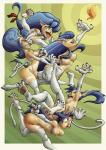 abstract_background blue_hair border cat_tail cathelp! claws felicia_clones female fur green_eyes group hair naturally_censored navel open_mouth ponytail spread_legs spreading surprise toe_claws white_body white_border white_fur yopparattanosaru capcom darkstalkers alto_(darkstalkers) felicia_(darkstalkers) grace_(darkstalkers) lucy_(darkstalkers) piko_(darkstalkers) animal_humanoid arthropod butterfly cat_humanoid felid felid_humanoid feline feline_humanoid humanoid insect lepidopteran mammal mammal_humanoid