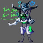 anthro armor biped black_hand black_hands blue_body blue_fur blue_hair body_hair breastplate c.a.m. chest_fur chest_hair chest_tuft cybernetic_arm cybernetic_eye cybernetic_hand cybernetic_leg cybernetic_limb cybernetics digitigrade duo fingers fluffy fluffy_ears fluffy_hair fluffy_neck_fur fluffy_tail fur glowing glowing_body glowing_eyes green_body green_eyes grey_body grey_fur grey_hair hair holding_another lgbt_pride lifted machine male metal metallic_body military neck_tuft prosthetic prosthetic_arm prosthetic_hand prosthetic_leg prosthetic_limb protogen_armor protogen_face protogen_visor protogenized robotic robotic_arm robotic_hand robotic_leg robotic_limb screen screen_face simple_background smile soldier special_forces tail tail_tuft text tuft warrior 1~cosmicentity~1 monarch_(cosmicderg) yuri_chacal canid canine canis jackal mammal novabeast protogen 1:1 2025 digital_drawing_(artwork) digital_media_(artwork) english_description english_text hi_res