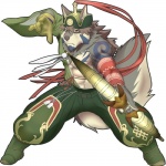 anthro kemono looking_at_viewer male mongolian mongolian_clothing simple_background solo white_background hatinoji lifewonders tokyo_afterschool_summoners temujin_(tas) canid canine canis mammal wolf 1:1