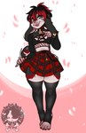 alternative_fashion anthro black_body black_fur black_hair bottomwear clothing collar crop_top curled_tail emo fangs femboy floppy_ears footwear fur grey_body grey_fur hair half-closed_eyes highlights_(coloring) male miniskirt narrowed_eyes open_mouth open_smile red_body red_fur red_highlights school_uniform shirt simple_background skirt smile socks solo tail teeth toeless_footwear toeless_legwear toeless_socks topwear uniform wallet_chain moucchiato moucchiato_(character) canid canine canis domestic_dog elkhound mammal spitz digital_media_(artwork) hi_res andromorph_(lore) trans_(lore) trans_man_(lore)