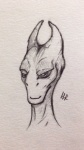 male solo unknown_artist bioware electronic_arts mass_effect horth alien salarian black_and_white graphite_(artwork) monochrome portrait signature sketch traditional_media_(artwork)