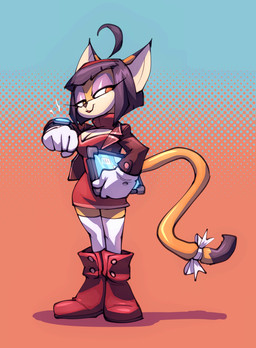 accessory anthro breasts cleavage clothed clothing electronics female furgonomics legwear ribbons side_eye solo stockings tablet tablet_computer tail tail_accessory tail_ribbon bigdad sega sonic_the_fighters sonic_the_hedgehog_(series) honey_the_cat honory_buntling_(bigdad) domestic_cat felid feline felis mammal hi_res