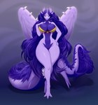 anthro belly_scales big_breasts big_tail breasts claws clothed clothing countershading eyelashes feathered_wings feathers female front_view fur hair horn huge_breasts huge_hair huge_tail long_hair mane navel non-mammal_breasts partially_clothed purple_body purple_feathers purple_fur purple_hair purple_horn purple_mane purple_scales scales small_waist solo spikes spikes_(anatomy) standing tail tail_mane tail_tuft thick_thighs tuft wide_hips wing_claws wing_spikes wings yellow_eyes siriussly european_mythology mythology amethystdust_(character) dragon mythological_creature mythological_scalie scalie western_dragon absurd_res digital_media_(artwork) full-length_portrait hi_res portrait purple_theme