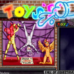 anthro anthrofied blush bodily_fluids bound breasts butt collar female female/female genital_fluids genitals group hair horn kneeling loli nipples nude orange_body purple_hair red_hair red_tail sex_slave slave small_breasts submissive submissive_female suspension tail text trio vaginal_fluids vulva white_body wings yellow_body young young_anthro anibaruthecat fall_of_equestria friendship_is_magic hasbro my_little_pony mythology apple_bloom_(mlp) cutie_mark_crusaders_(mlp) scootaloo_(mlp) sweetie_belle_(mlp) earth_pony equid equine horse mammal mythological_creature mythological_equine pegasus pony unicorn 1:1 2022 absurd_res english_text hi_res