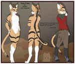 anthro belly belt black_markings black_nose bottomwear brown_hair claws clothing digitigrade facial_markings footwear fur gaiters glistening glistening_eyes gloves_(marking) green_eyes hair head_markings inner_ear_fluff kerchief leg_markings male markings pants quote red_clothing red_shirt red_topwear shemagh shirt simple_background socks_(marking) solo tail tail_markings tail_wraps tan_body tan_bottomwear tan_clothing tan_fur tan_pants tear_(marking) topwear tuft white_belly white_body white_fur white_inner_ear_fluff wraps vailelir shay_khan felid feline felis mammal sand_cat wildcat absurd_res hi_res model_sheet watermark