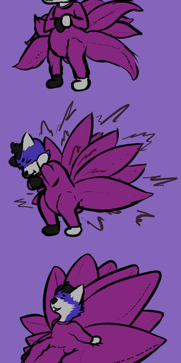 anthro barefoot biped clothed clothing diaper diaper_bulge diaper_under_clothing diaper_under_onesie excessive_feces fake_tail featureless_feet feces feet hyper hyper_feces male onesie plantigrade purple_background simple_background sitting_on_diaper soiled_diaper soiling solo text unclean_diaper used_diaper wearing_diaper young m3g4 mega_(m3g4) canid canine canis domestic_dog mammal 2025 absurd_res artist_name colored dated digital_media_(artwork) hi_res sequence sketch
