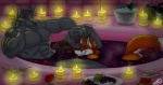 abs alcohol anthro aromatherapy bath beverage biceps blue_eyes butt candle cd_player detailed_background dipstick_ears dipstick_tail duo ear_markings flower food fruit fur grape green_eyes grey_body grey_fur ice male male/male markings multicolored_ears muscular muscular_anthro muscular_male orange_body orange_fur pecs plant romantic romantic_ambiance romantic_couple rose_(flower) tail tail_markings water wine juano jonathan_(juano) stephen_(juano) canid canine canis fox mammal red_fox true_fox wolf