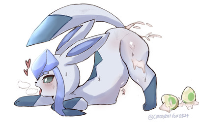 abdominal_bulge bodily_fluids breath cum cum_in_ass cum_in_vagina cum_inside egg female feral genital_fluids heart_eyes heart_symbol impregnation_risk oviposition panting pokemon_egg solo ahkin nintendo pokemon eeveelution generation_4_pokemon glaceon pokemon_(species) absurd_res hi_res