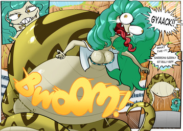 apode belly big_belly breasts duo female green_hair hair huge_belly inflation legless male outside overweight serpentine speech_bubble split_form text vore yellow_eyes sharkbubble one_piece boa_sandersonia monkey_d._luffy anaconda animal_humanoid boa_(snake) boinae draconcopode humanoid lamia reptile reptile_humanoid scalie scalie_humanoid snake snake_humanoid 2024 absurd_res english_text hi_res