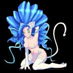 blue_hair blush breasts cat_tail claws female fur hair kneeling simple_background smile solo cashmere_(artist) cheshiresdesires capcom darkstalkers felicia_(darkstalkers) animal_humanoid cat_humanoid felid felid_humanoid feline feline_humanoid humanoid mammal mammal_humanoid 1:1 hi_res