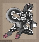 2024 4_toes all_fours anthro arm_tuft athletic athletic_anthro athletic_male backsack balls bedroom_eyes biped black_body black_fur brown_background butt cheek_tuft clouded_leopard digital_media_(artwork) digitigrade eyebrows facial_tuft fangs feet felid fluffy fluffy_tail fur genitals green_eyes grey_balls grey_body grey_fur grey_mane hi_res hindpaw hybrid inner_ear_fluff kemper lion long_tail looking_at_viewer looking_back looking_back_at_viewer male male_anthro mammal mane markings multicolored_body multicolored_fur narrowed_eyes pantherine pawpads paws perineum pink_nose pink_pawpads pinup pose presenting presenting_balls presenting_hindquarters raised_tail rear_view sabertooth_(anatomy) seductive shoulder_tuft simple_background solo spots spotted_body spotted_fur tail tanutanuki teeth text toes tuft url white_body white_fur