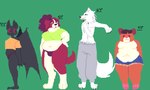 anthro female group gynomorph intersex urfavvpuppy arctic_wolf bat canid canine canis cricetid domestic_dog hamster humanoid mammal molosser mountain_dog rodent saint_bernard wolf