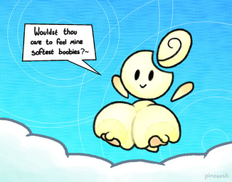 areola big_areola big_breasts blue_sky breast_grab breast_play_request breast_squish breasts cloud dialogue erect_nipples female floating fondling hand_on_breast holding_breast huge_breasts hyper hyper_breasts looking_at_viewer nipples not_furry presenting presenting_breasts requesting self_fondle sky smile solo speech_bubble squish swirl_pattern text white_body wings young young_female pincoosh mario_bros nintendo paper_mario luvbi angel humanoid nimbi artist_name digital_media_(artwork) english_text hi_res